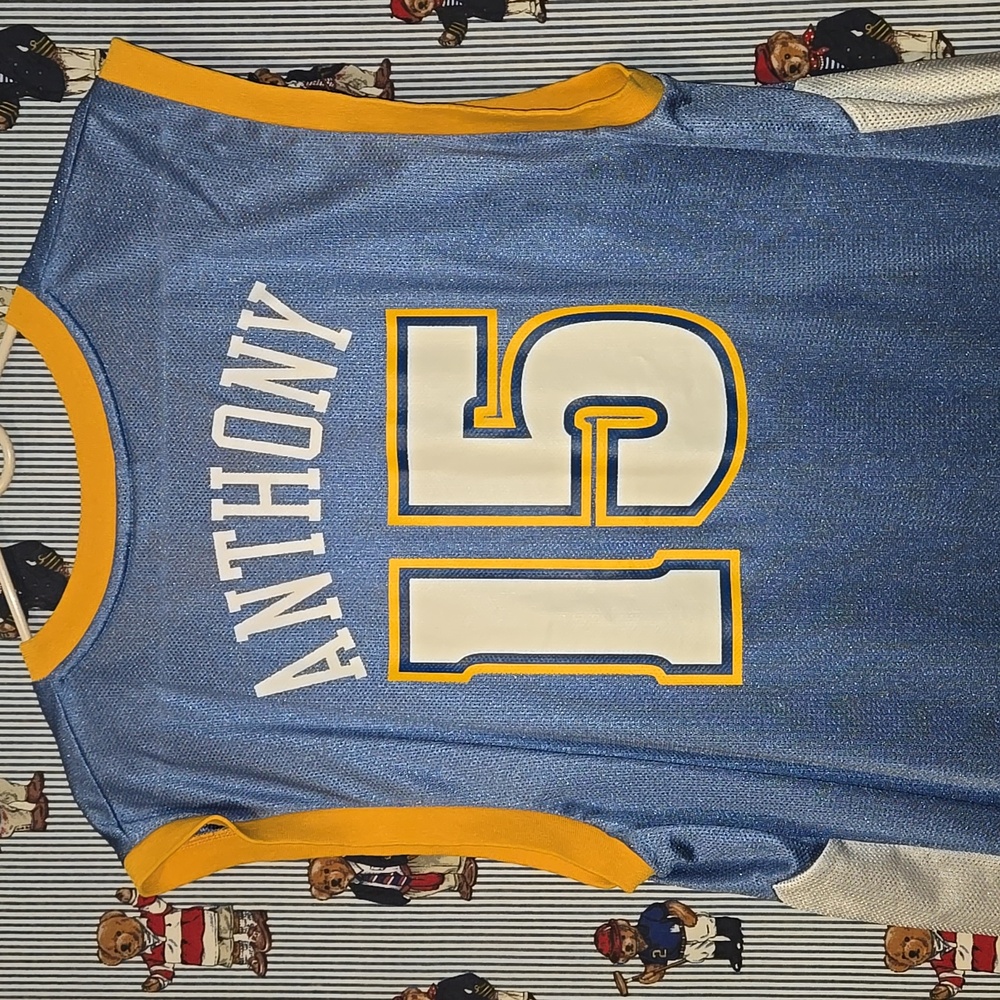 Vintage Reebok Denver Nuggets Carmelo Anthony #15 NBA Jersey Large Blue/Yellow - Picture 5 of 10